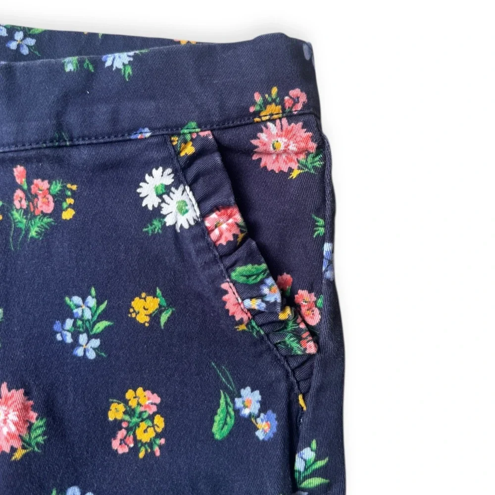 Janie and Jack Girls Size 3 Floral‎ Navy Pants and Coral Scalloped Shorts Bundle